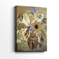 Side view of a canvas art print of a stylized composition with blooms and minimal detail, showing gallery-wrapped depth.