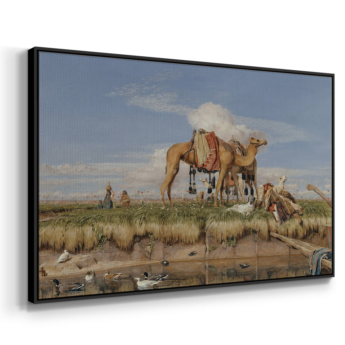 On the Banks of the Nile, Upper Egypt, 1876 - Floater Framed Canvas Print