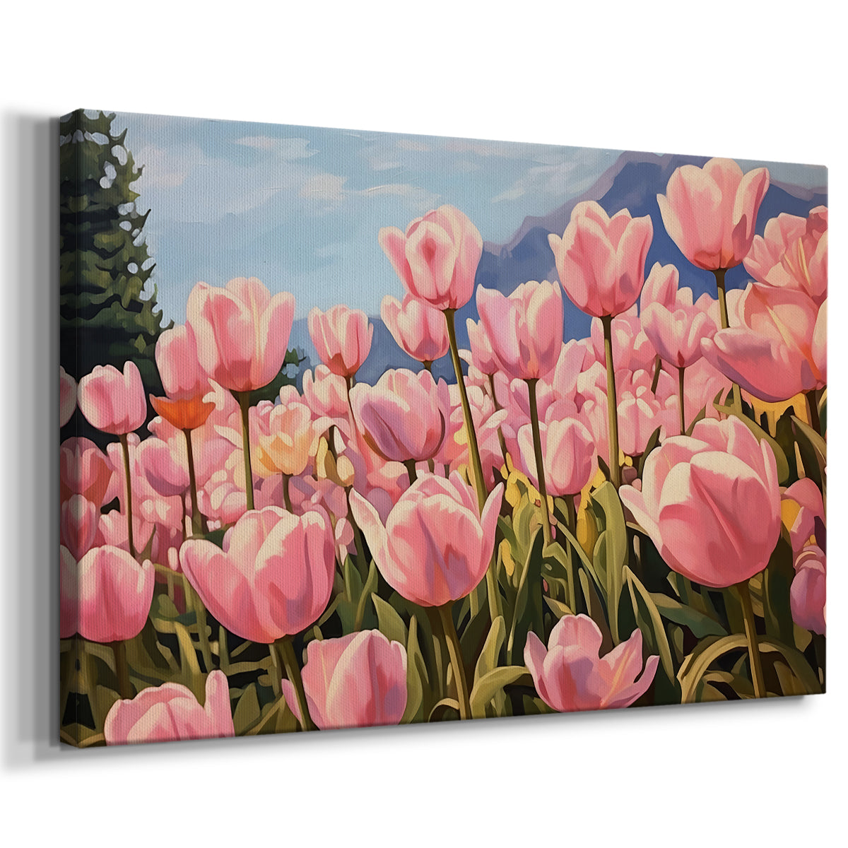 tulips,flowers,field,bloom,pink,nature,spring,garden,blue sky,mountains,landscape,vibrant,floral,petals,greenery,beauty,serene,outdoor,flora,color,botanical,seasonal,growth,viewing,scenery,harmony,park,picnic,sunlit,cheerful,peaceful,sunlight,tranquility,colorful,fresh,landscape design,garden design,natural beauty,wildlife,scenic,flower arrangement