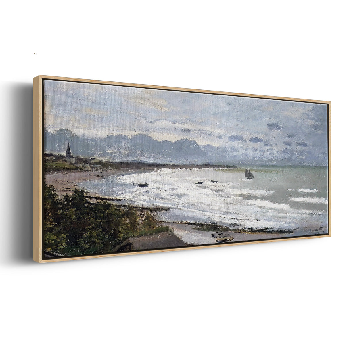The Beach at Saint Adresse, 1876 - Floater Framed Canvas Print