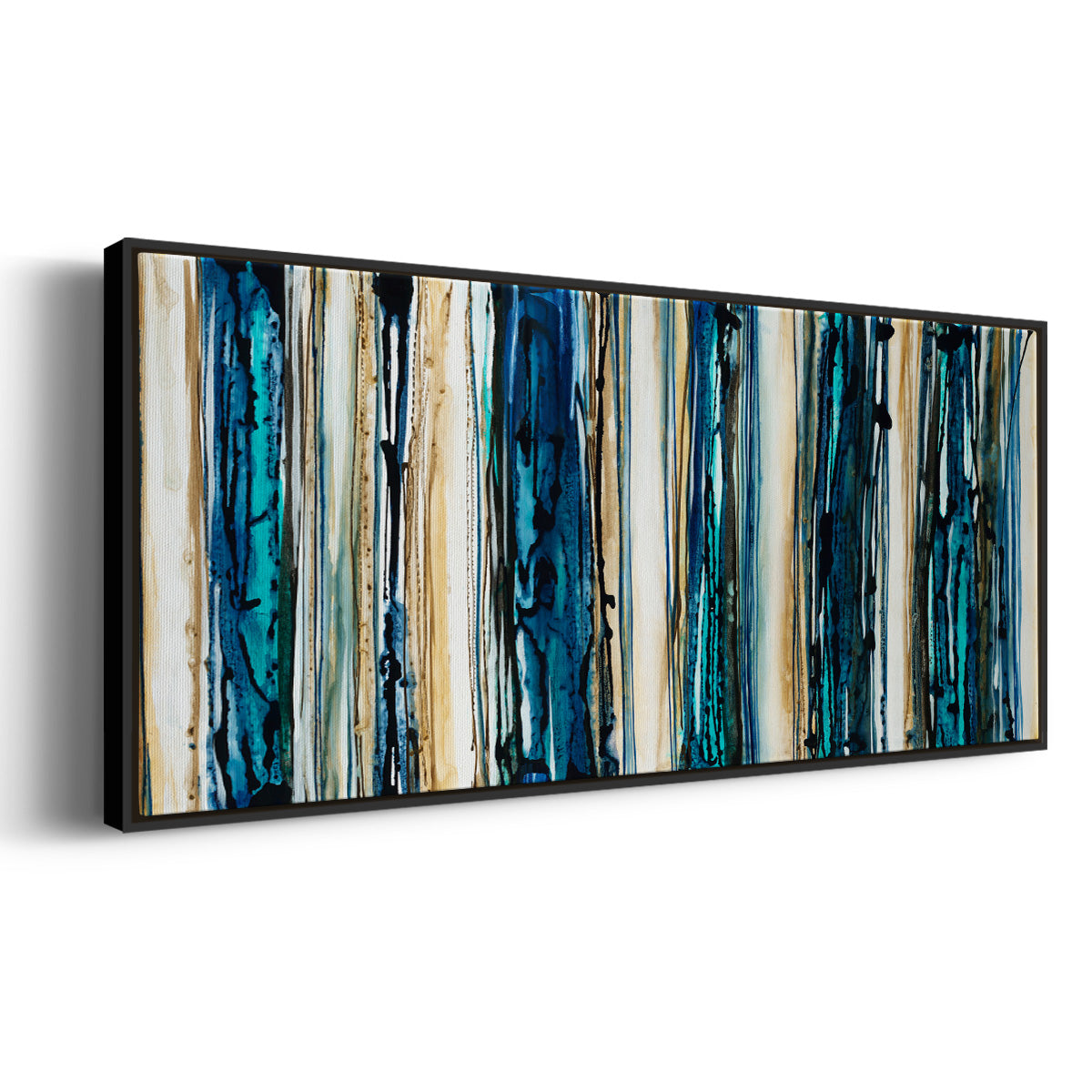 Blue Streaks - Floater Framed Canvas Print