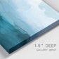 Close-up view of wrapped canvas corner featuring vertical coastal elements with rising light.