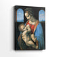 Side view of a canvas art print of a refined image with figures and subtle shading, showing gallery-wrapped depth.