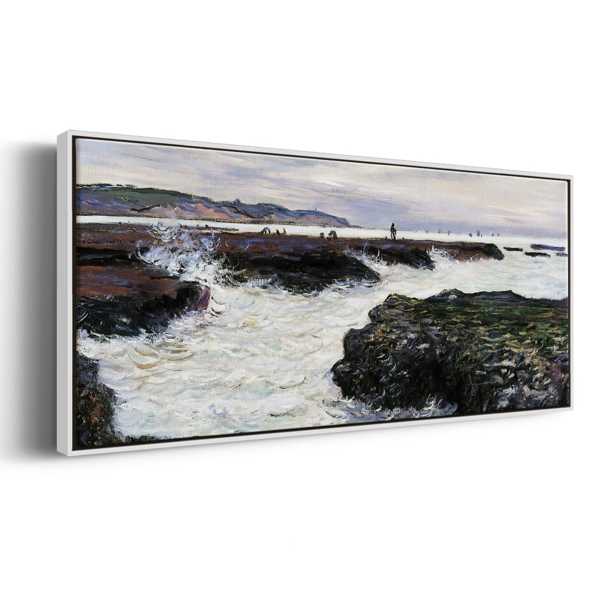 The Rocks at Pourville, Low Tide, 1882 - Floater Framed Canvas Print