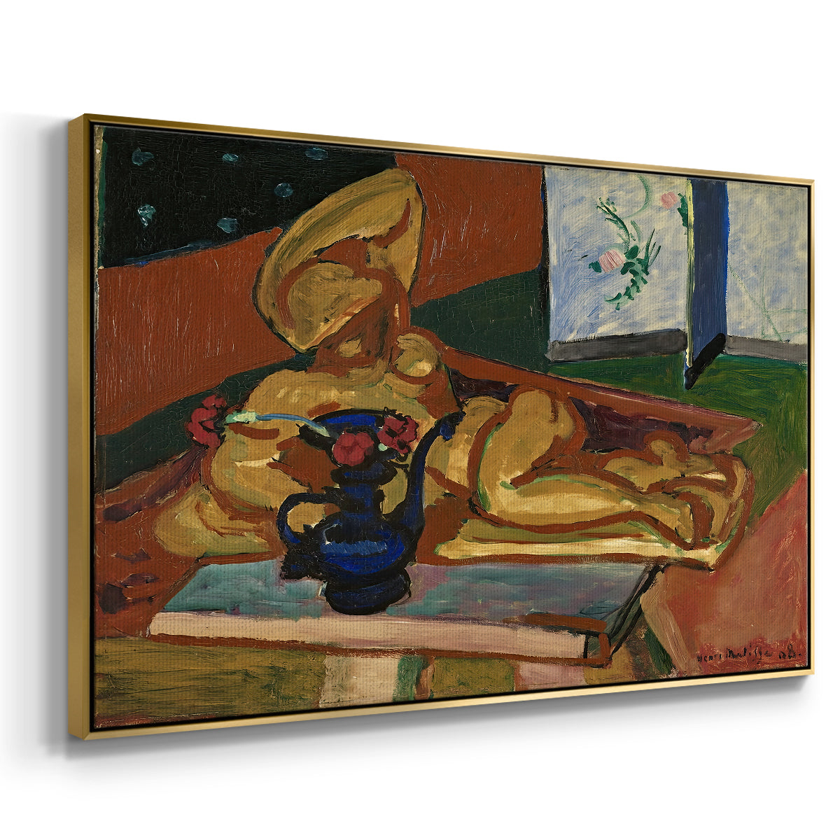 Sculpture and Persian Vase (The Bronze Figure), 1908 - Floater Framed Canvas Print