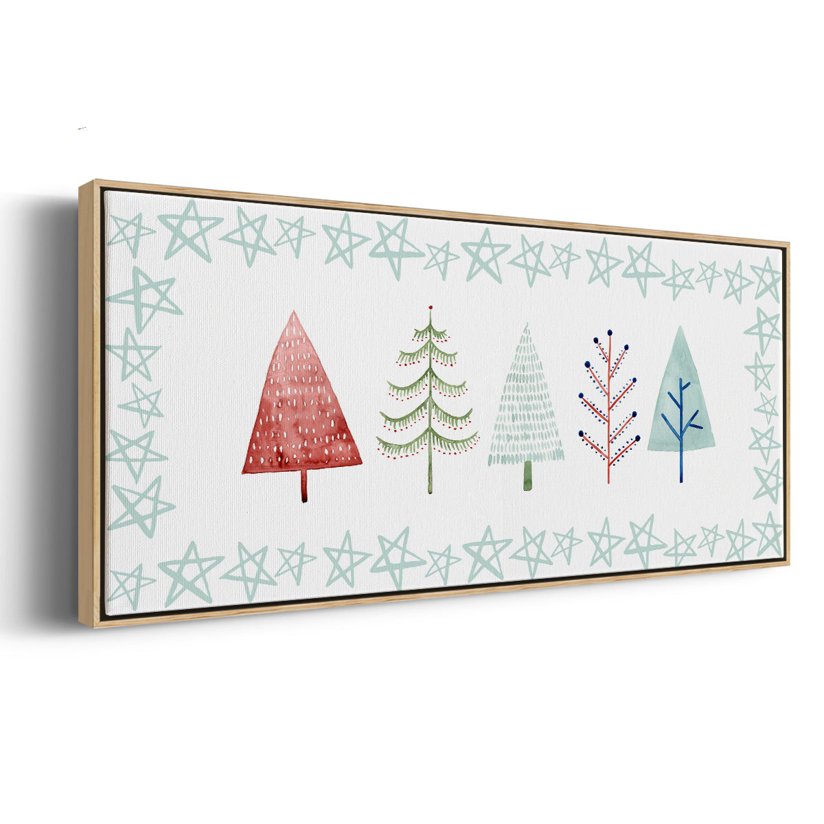 Christmas Tree Whimsy Collection C - Floater Framed Canvas Print