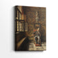 Side view of a canvas art print of a subdued composition with soft shadows and muted tones, showing gallery-wrapped depth.