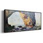 The rocky cliffs of Ã‰tretat (La Porte man) [1] by Monet - Floater Framed Canvas Print