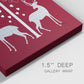 Christmas Des - Deer and Heart Tree, Grey on Red Premium Gallery Wrapped Canvas - Ready to Hang