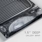 Close-up view of wrapped canvas corner featuring vintage car grille detail.