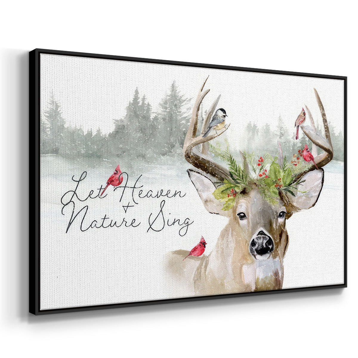 Holiday Deer Collection A - Floater Framed Canvas Print