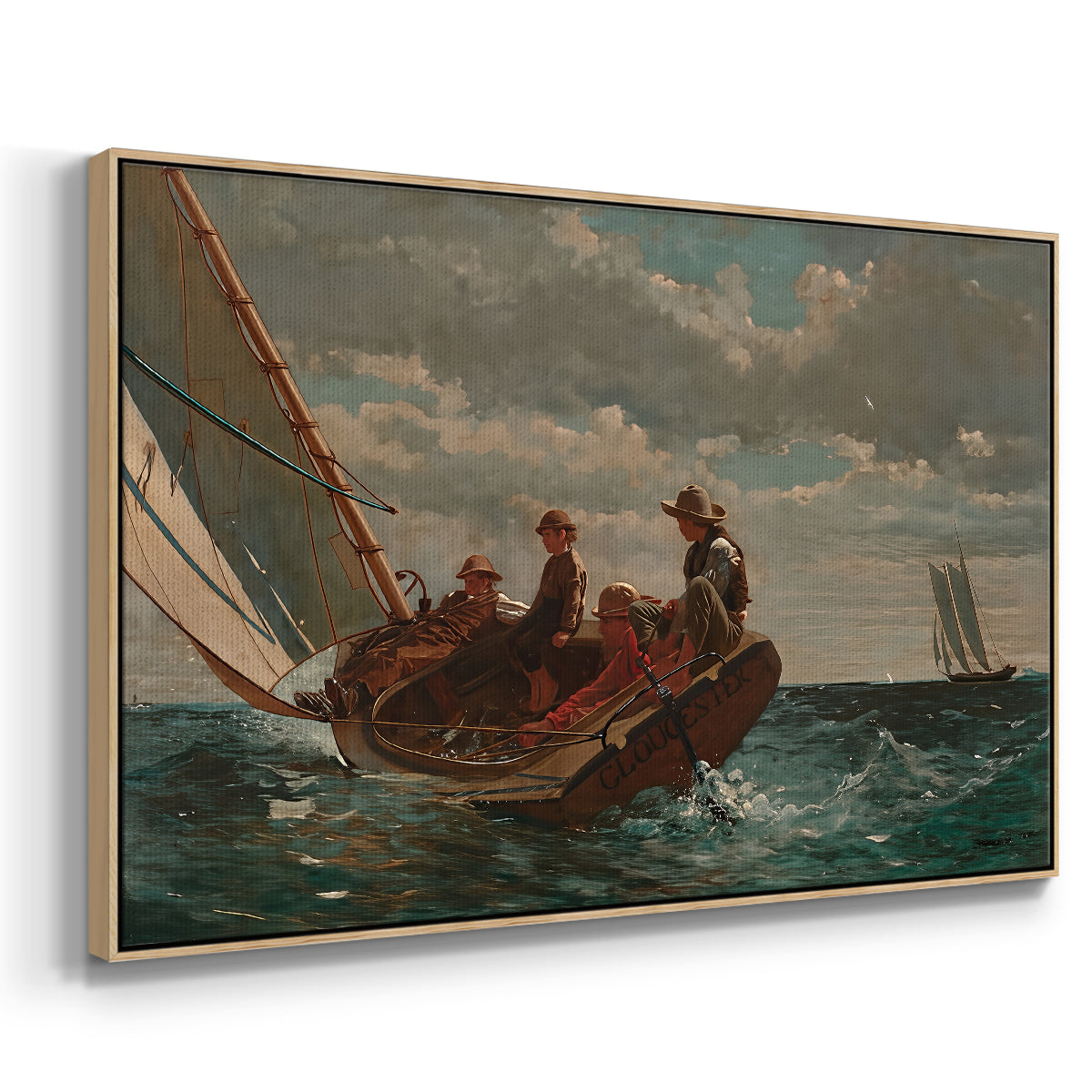 Breezing Up (A Fair Wind), 1873-1876 - Floater Framed Canvas Print