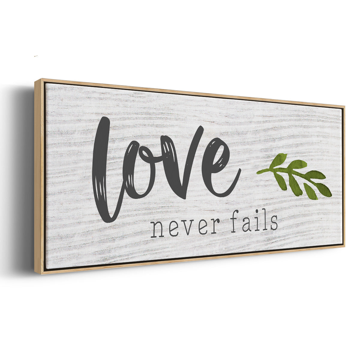 Love Never Fails - Floater Framed Canvas Print