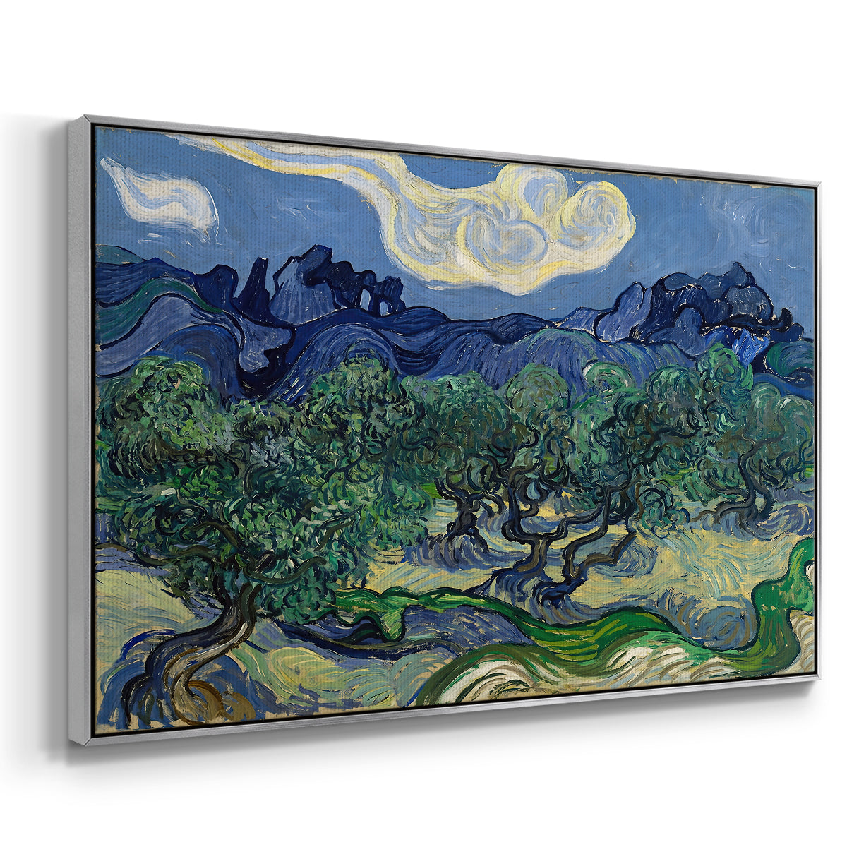 Olive Trees with the Alpilles in the Background, 1889 - Floater Framed Canvas Print