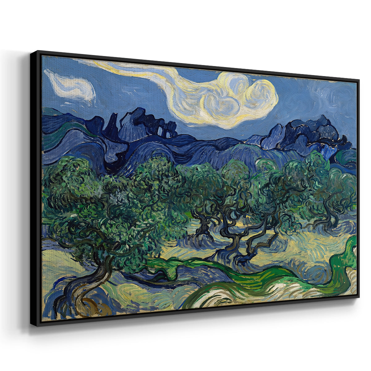Olive Trees with the Alpilles in the Background, 1889 - Floater Framed Canvas Print