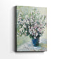 Side view of a canvas art print of a bouquet with layered petals and soft light, showing gallery-wrapped depth.