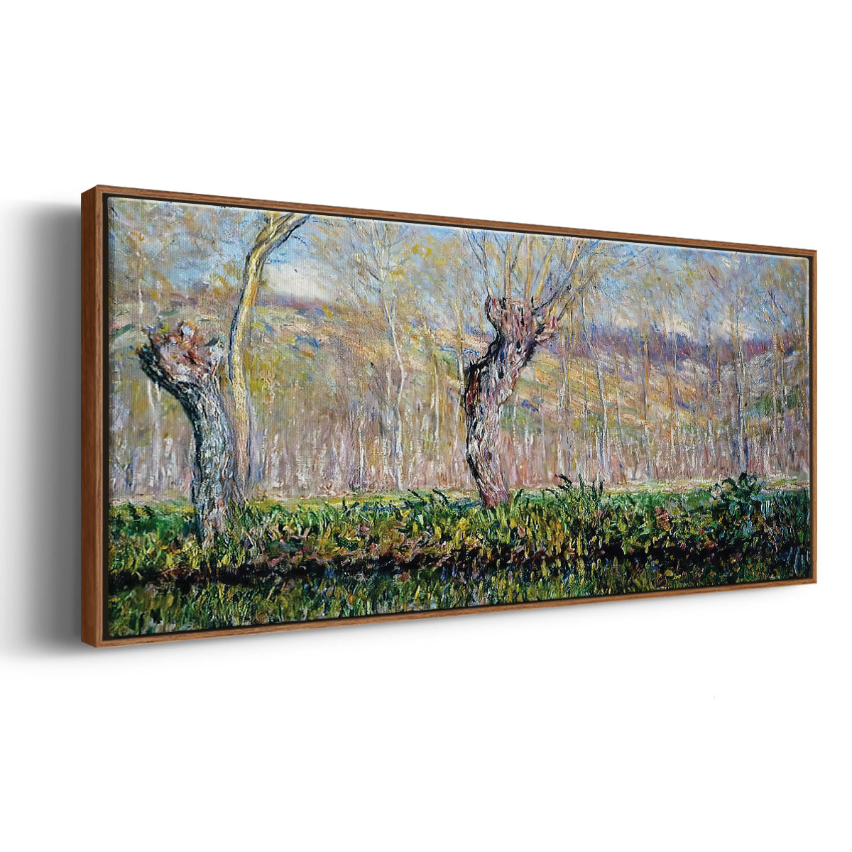 The Banks of the River Epte in Springtime, 1885 - Floater Framed Canvas Print