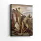 Side view of a canvas art print of a biblical scene with calm mood and muted tones, showing gallery-wrapped depth.