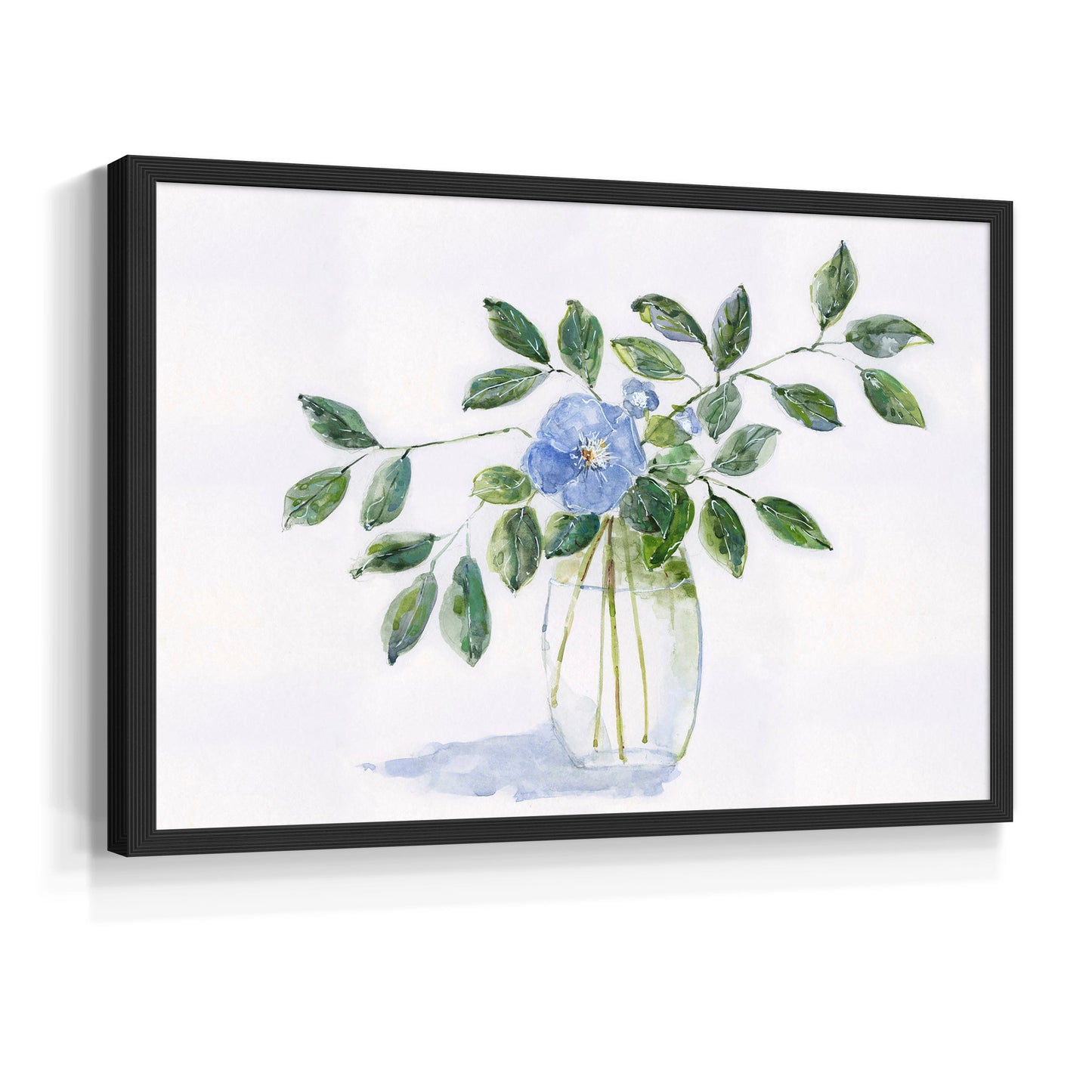 45308,watercolor,painting,flower,blue flower,green leaves,glass vase,nature art,interior decor,botanical art,floral,contemporary art,still life,home decor,tranquil,wall art,visual art,creative,handmade,craft,aesthetic,design,artist,beauty,calming,elegant,traditional,exhibition,soft colors,natural elements,craftsmanship,decor,floral arrangement,artwork,leaf,simplicity,Re-stickable,Plants & Flowers