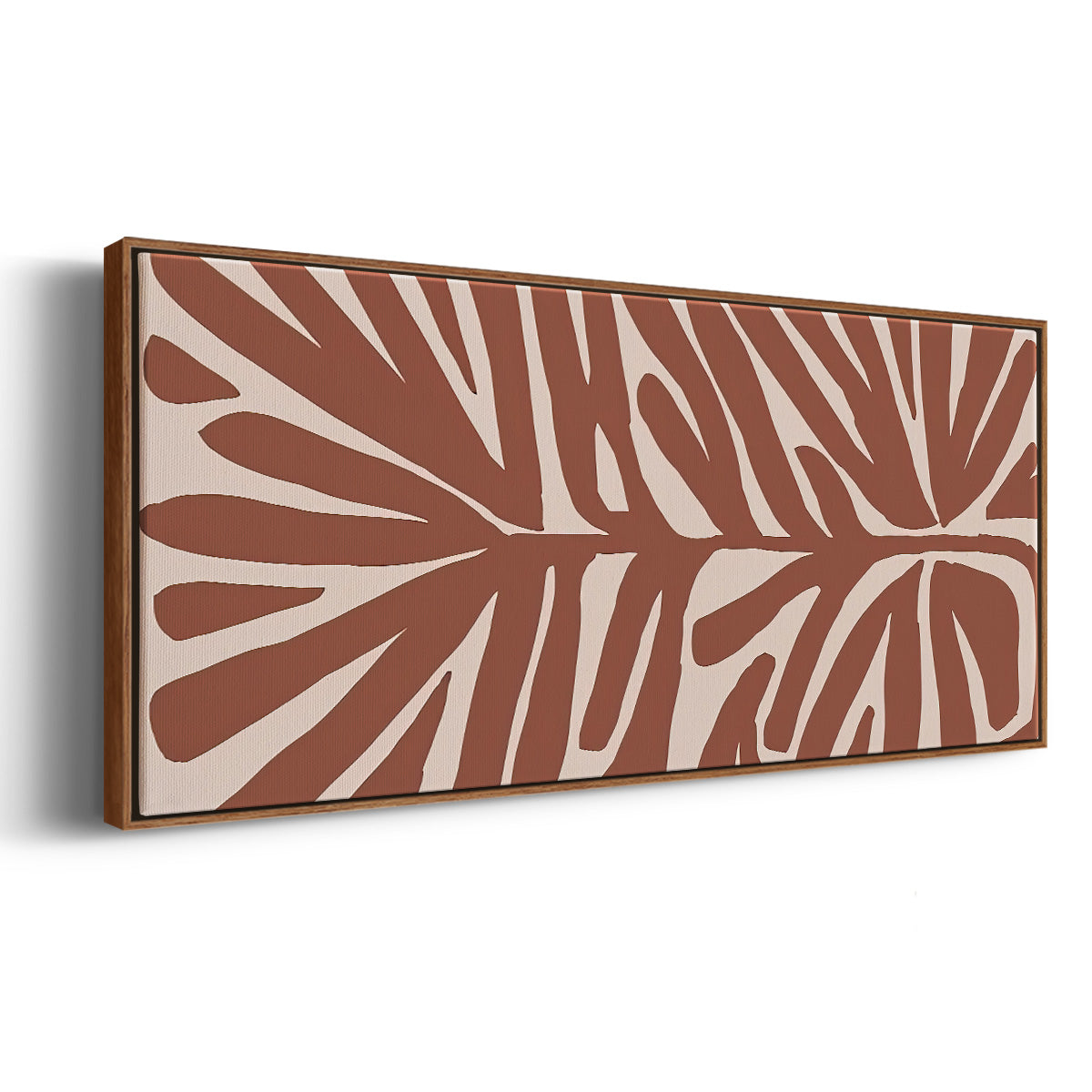Terra Cotta Block Palms IV - Floater Framed Canvas Print