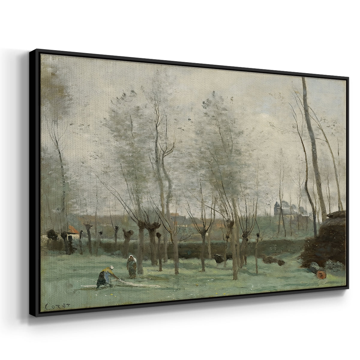 Washerwomen in a Willow Grove, c. 1871 - Floater Framed Canvas Print