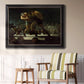 American social club scene painting by George Bellows in an ornate black frame with gilded inner detail displayed in a light-toned interior setting.