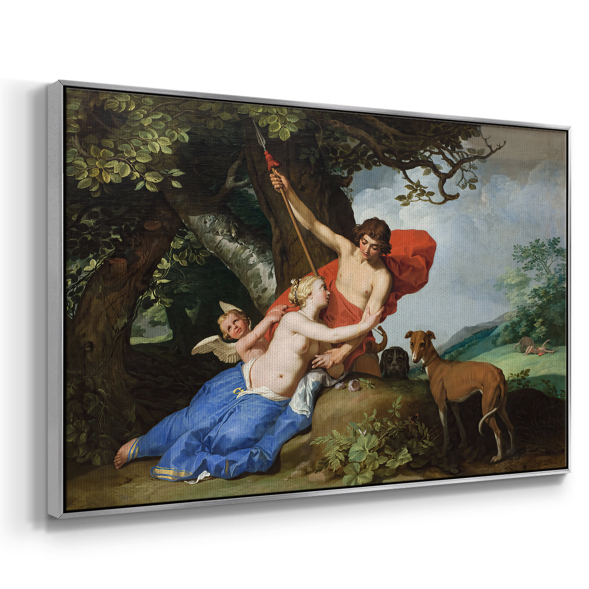Venus and Adonis, 1632 - Floater Framed Canvas Print