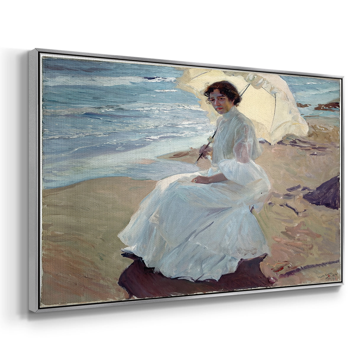 Clotilde on the Beach, 1904 - Floater Framed Canvas Print
