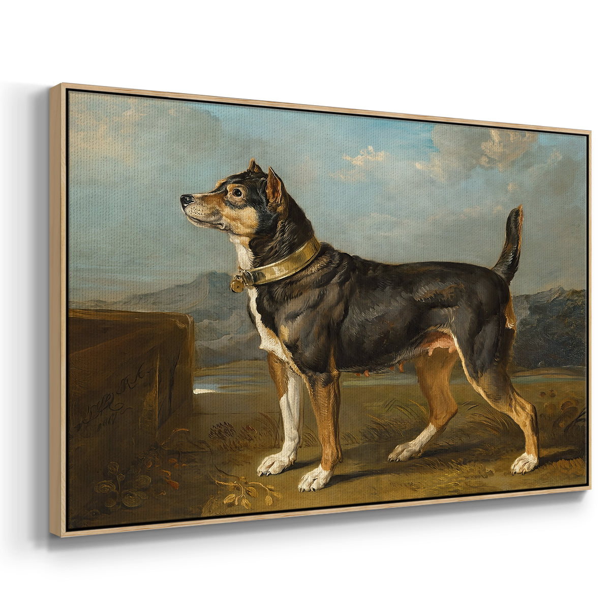 A Terrier in a Landscape, c. 1811 - Floater Framed Canvas Print