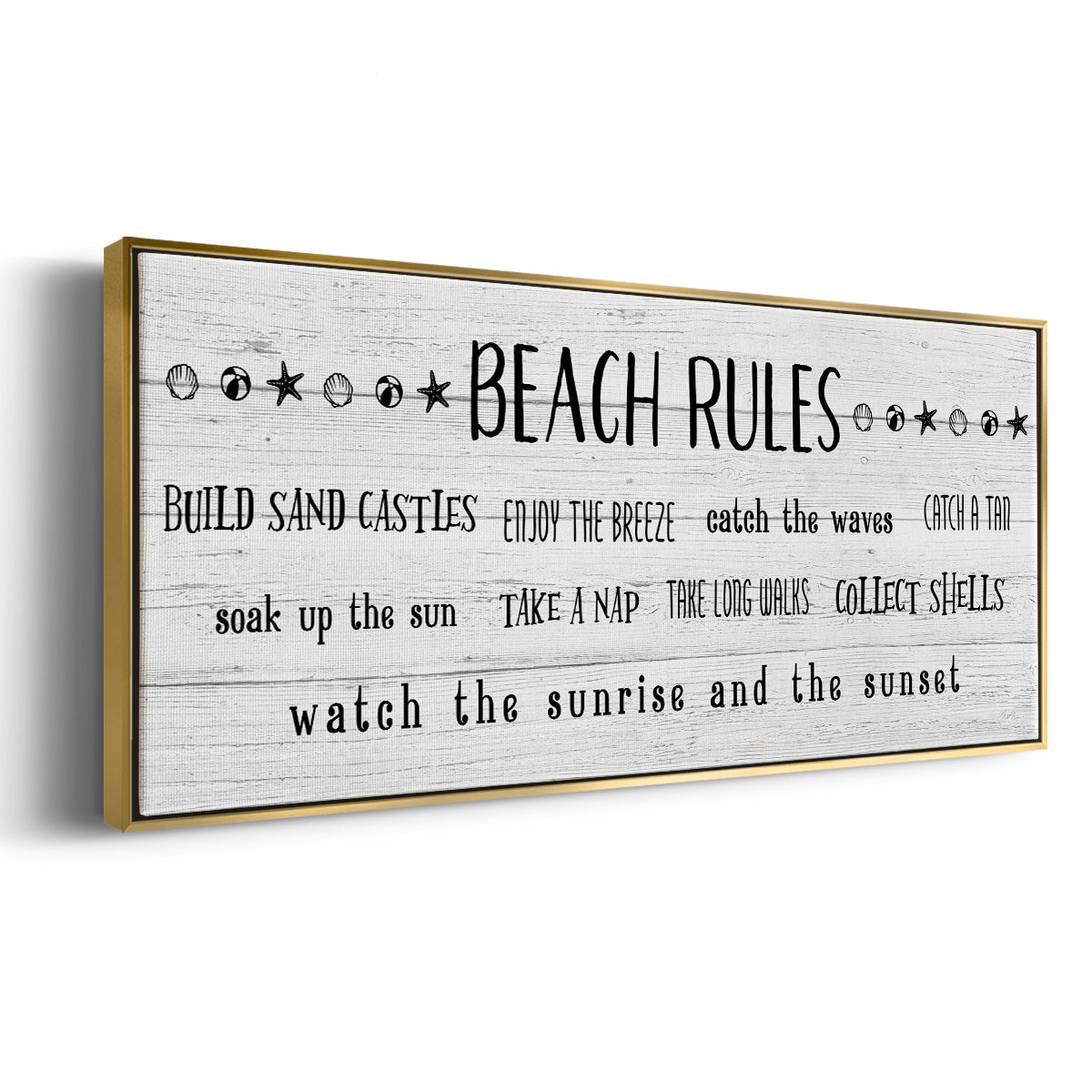 Rules of the Beach - Floater Framed Canvas Print