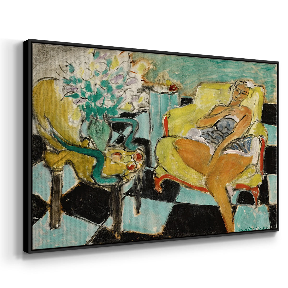 Seated Woman with Flower, 1942 - Floater Framed Canvas Print