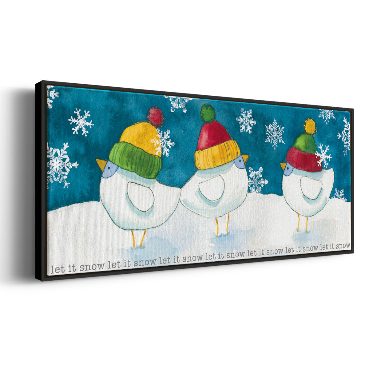 Merry Snowmen - Floater Framed Canvas Print