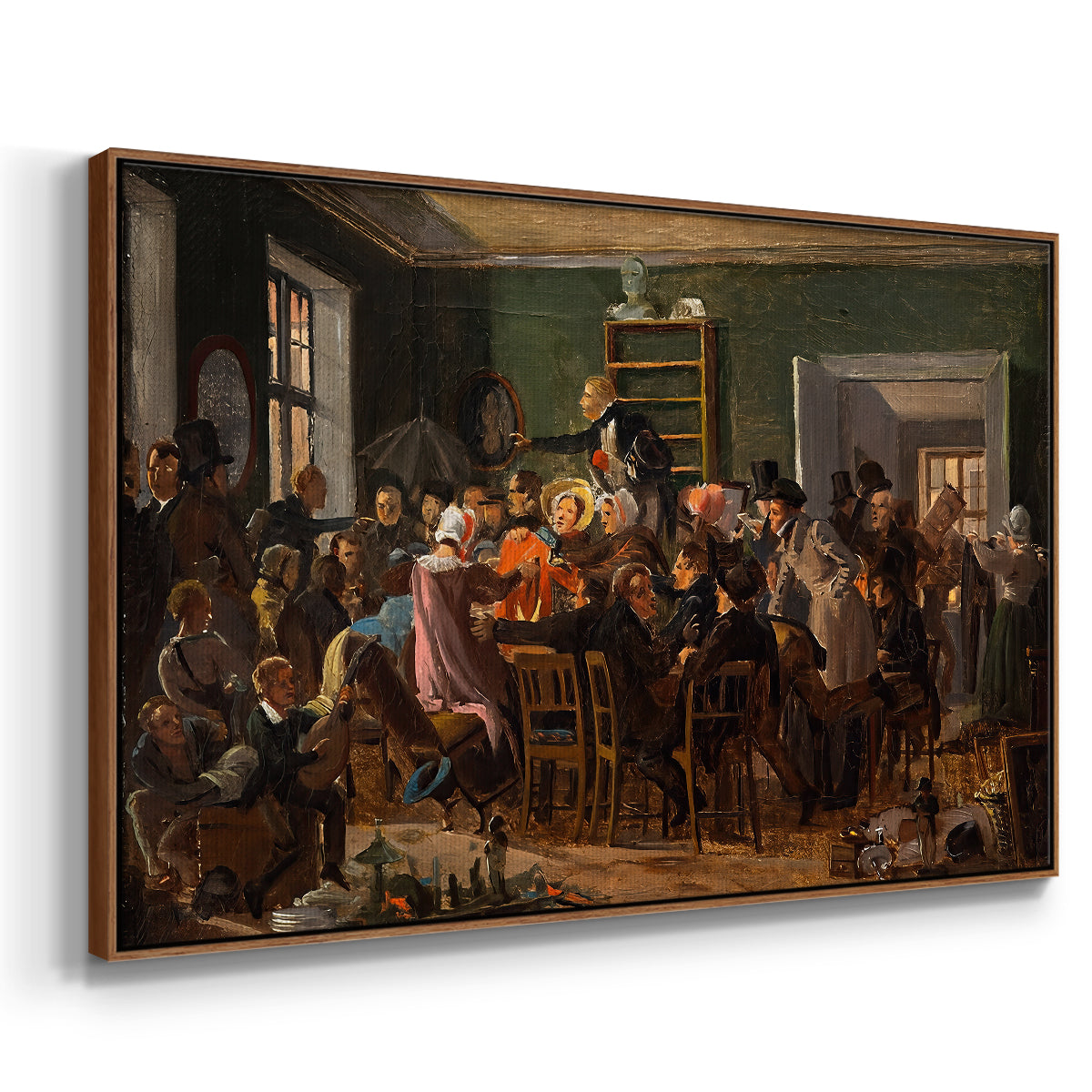 An Auction Scene, 1835 - Floater Framed Canvas Print