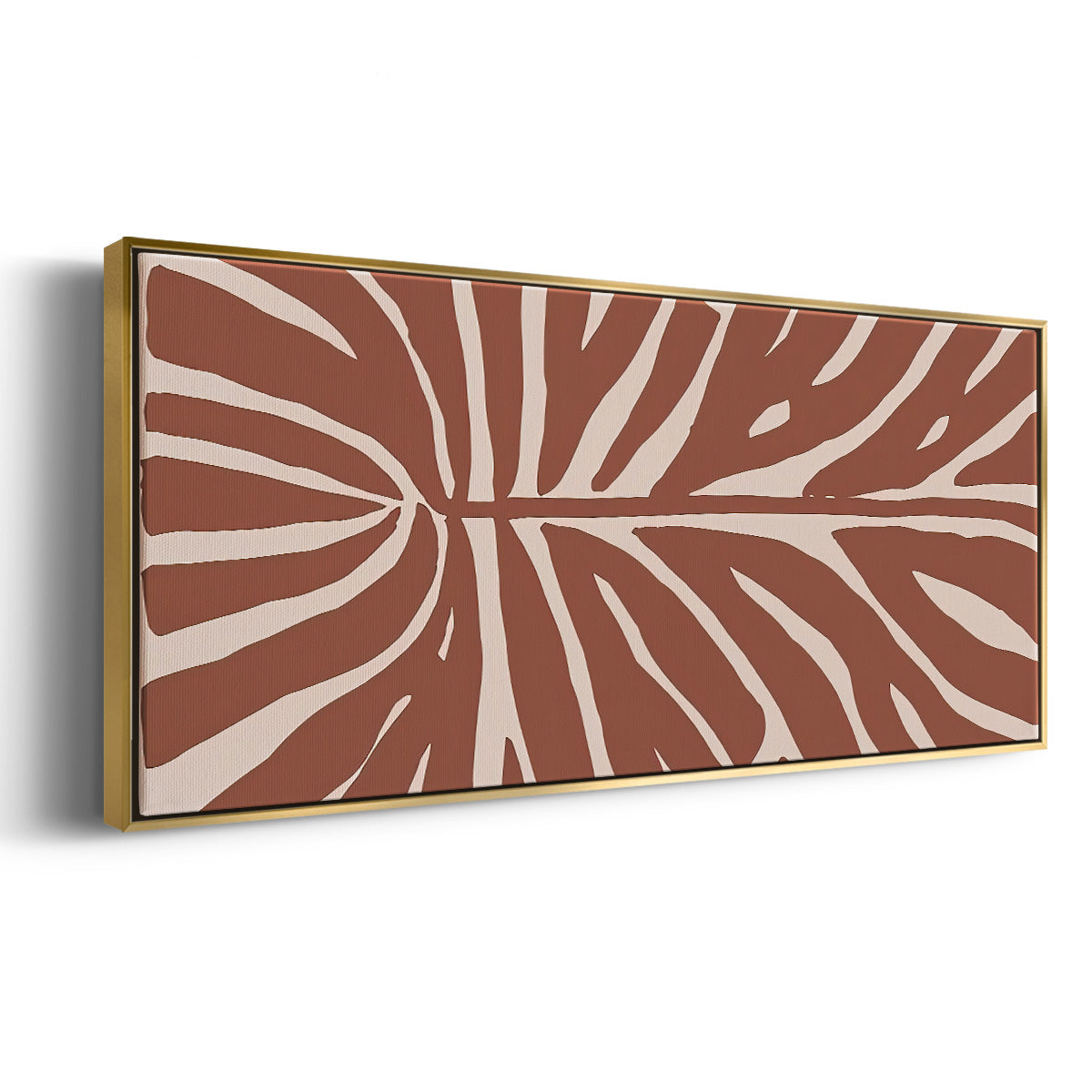 Terra Cotta Block Palms III - Floater Framed Canvas Print