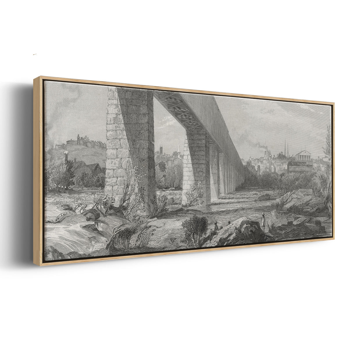 Richmond from the James - Floater Framed Canvas Print