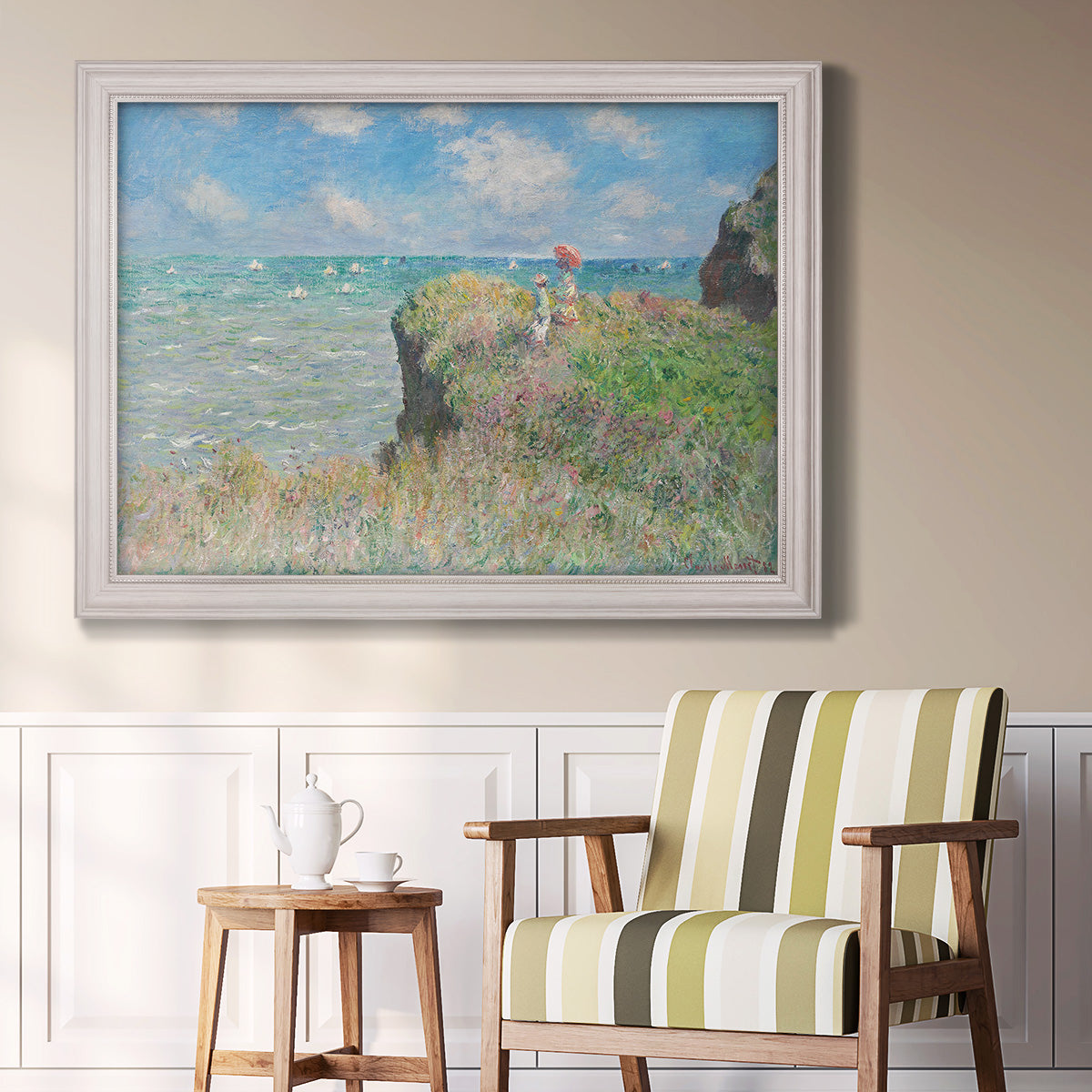 Cliff Walk At Pourville, 1882 - Ornate Framed Canvas Print