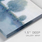 Close-up view of wrapped canvas corner featuring calm afternoon river reflection.