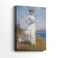 Side view of a canvas art print of a luminous composition with gentle tones and outdoor setting, showing gallery-wrapped depth.