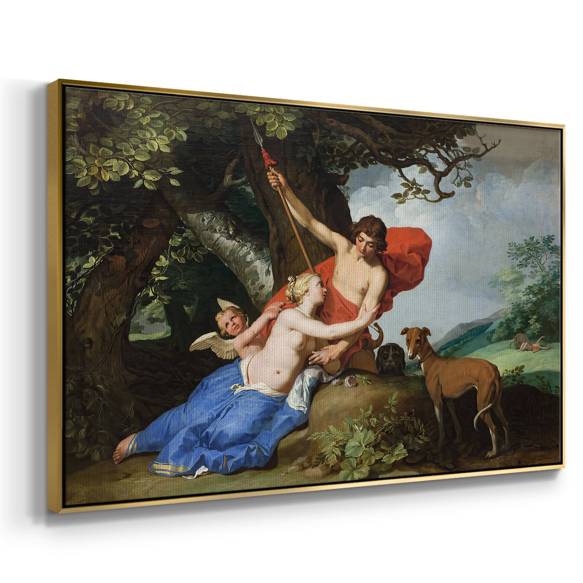 Venus and Adonis, 1632 - Floater Framed Canvas Print