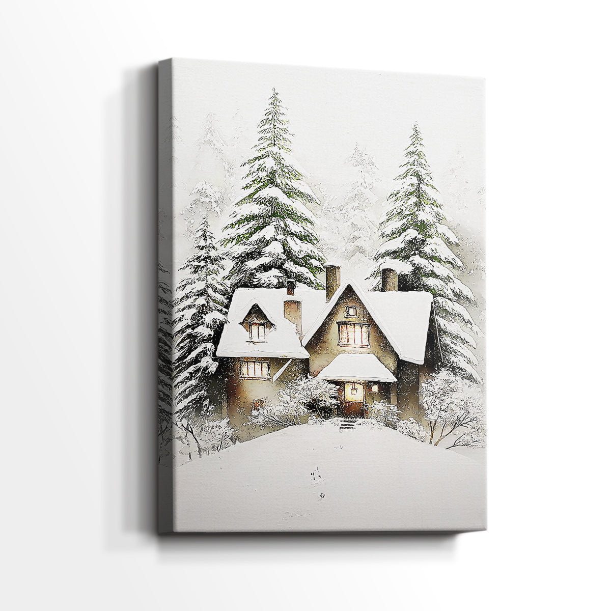 Cottage of Frostlit Whisper - Canvas Art Print