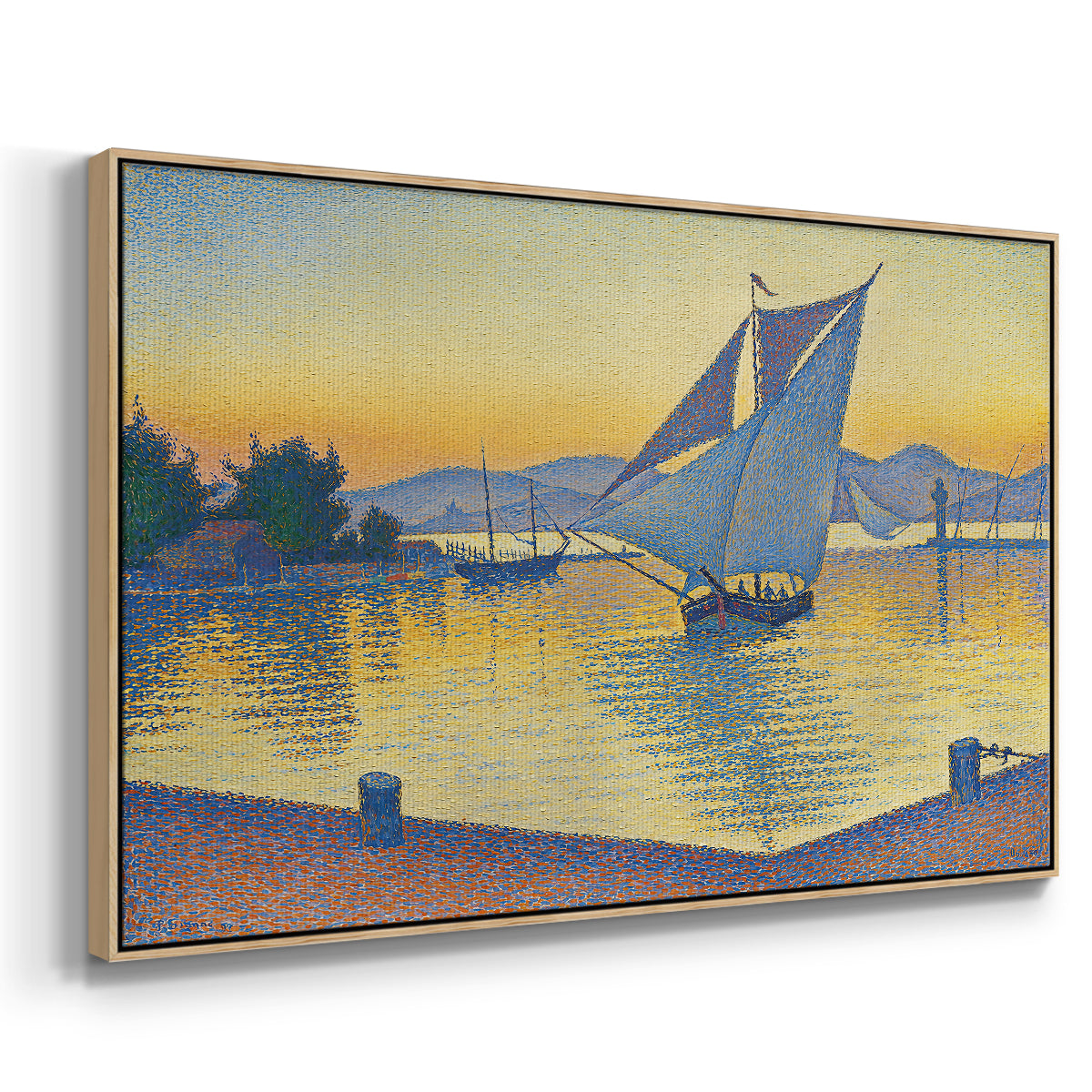 The Port at Sunset, Opus 236, Saint Tropez, 1892 - Floater Framed Canvas Print