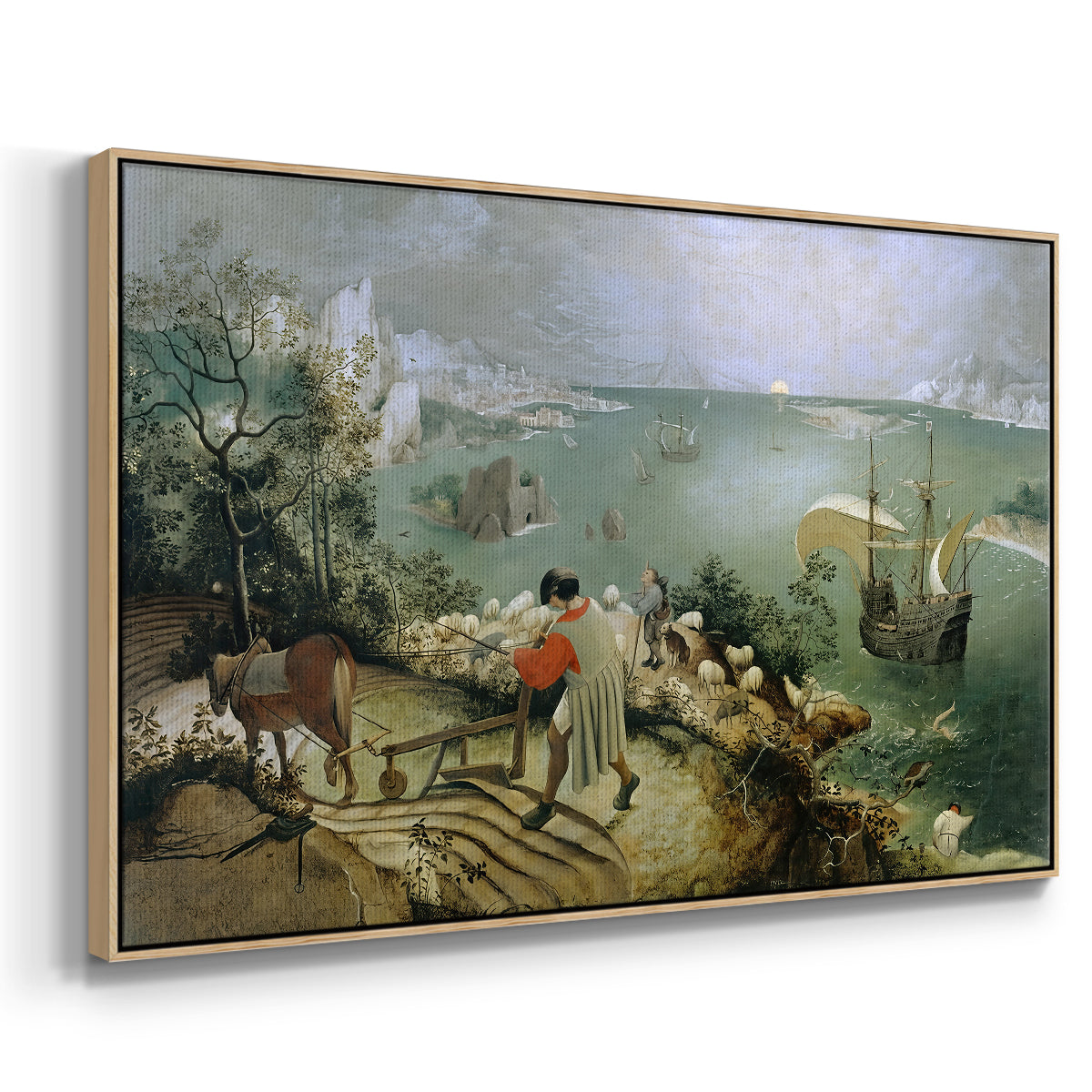 Landscape with the Fall of Icarus, c. 1560 - Floater Framed Canvas Print