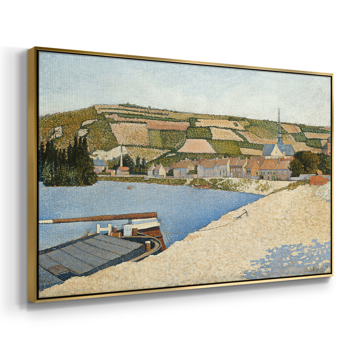 The Riverbank, Les Andelys, 1886 - Floater Framed Canvas Print