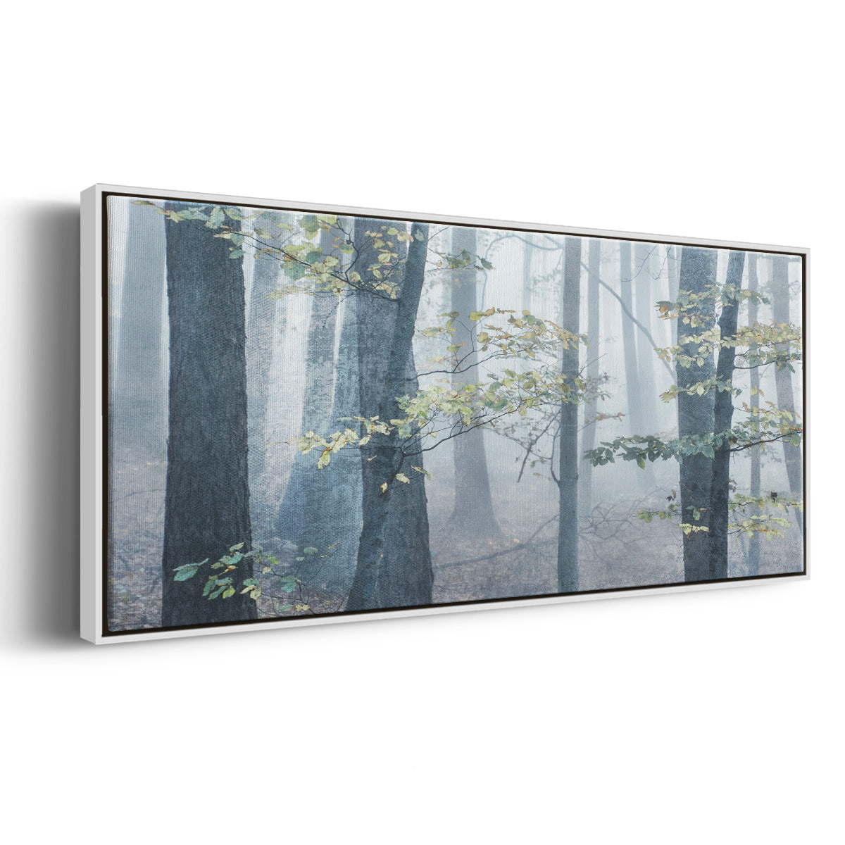 Chalky Misty Autumn Forest View - Floater Framed Canvas Print
