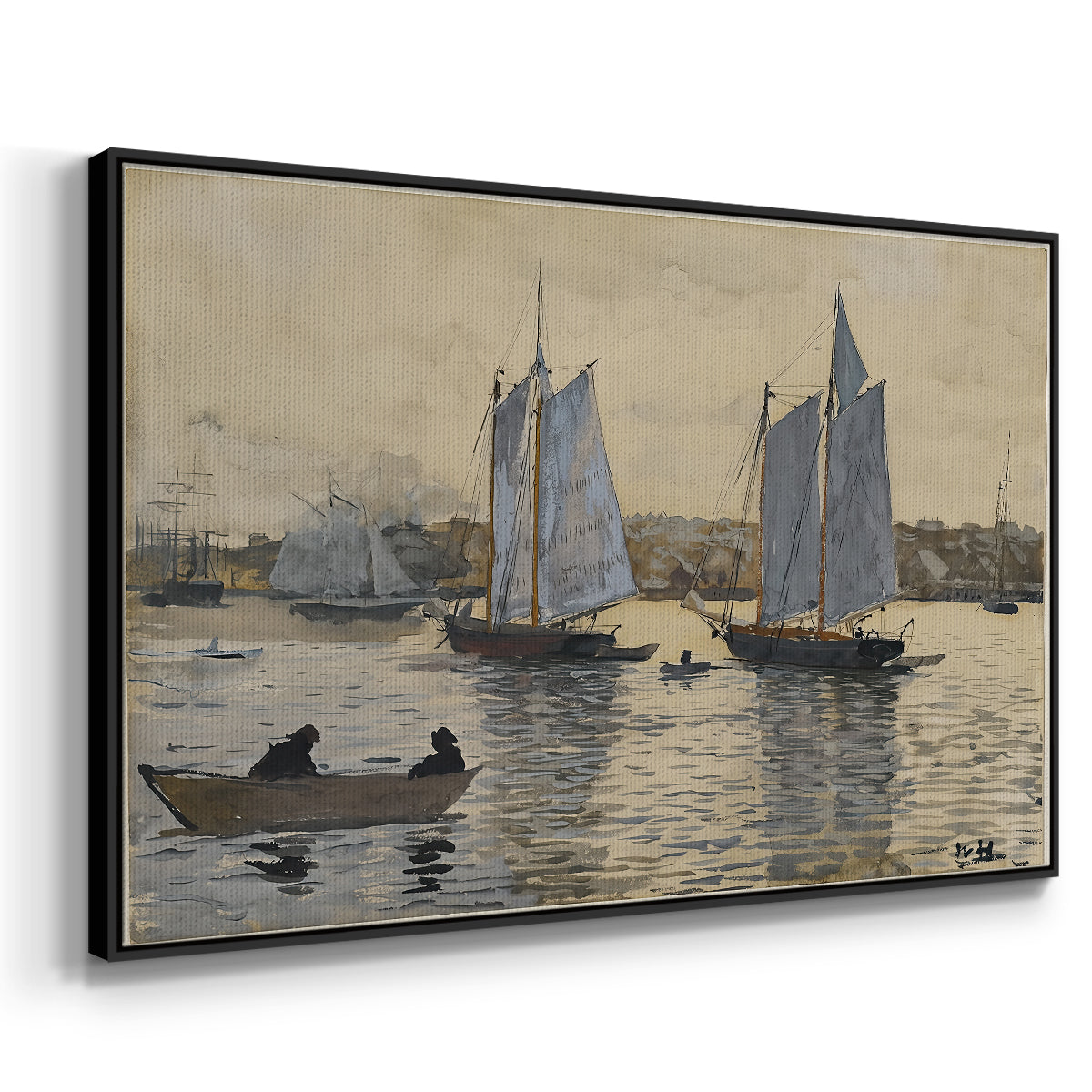 Two Schooners, Gloucester, c. 1880 - Floater Framed Canvas Print