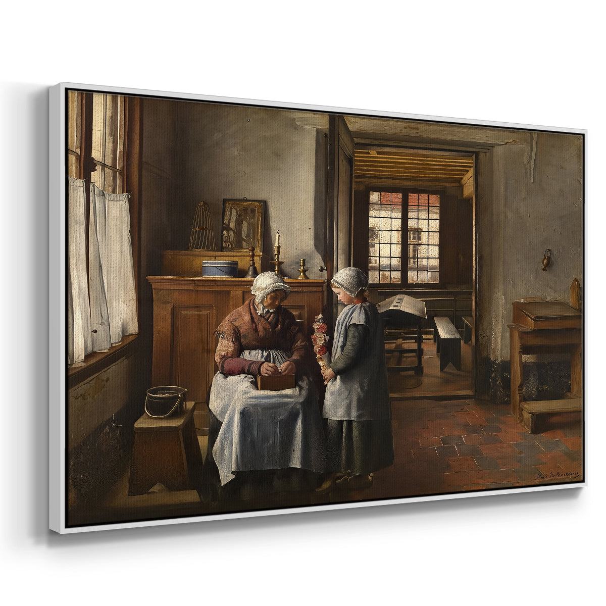 Grandmother's Feast, 1873 - Floater Framed Canvas Print
