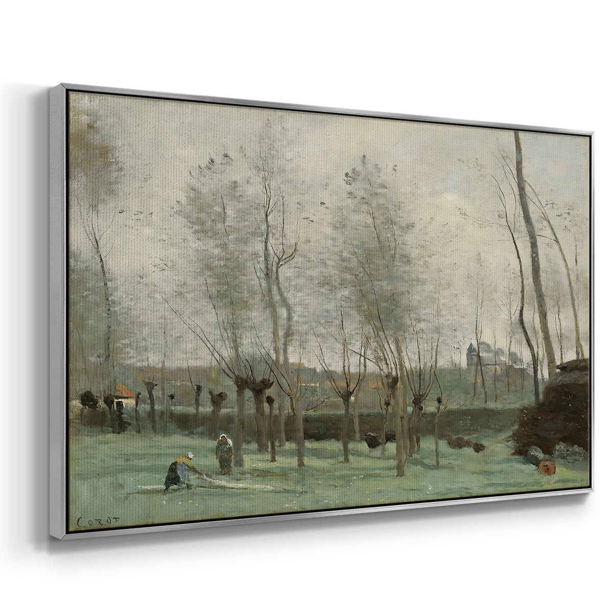 Washerwomen in a Willow Grove, c. 1871 - Floater Framed Canvas Print