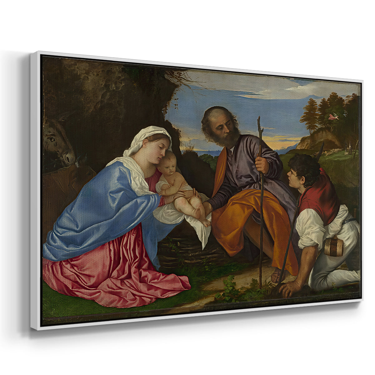 The Holy Family with a Shepherd, c. 1510 - Floater Framed Canvas Print