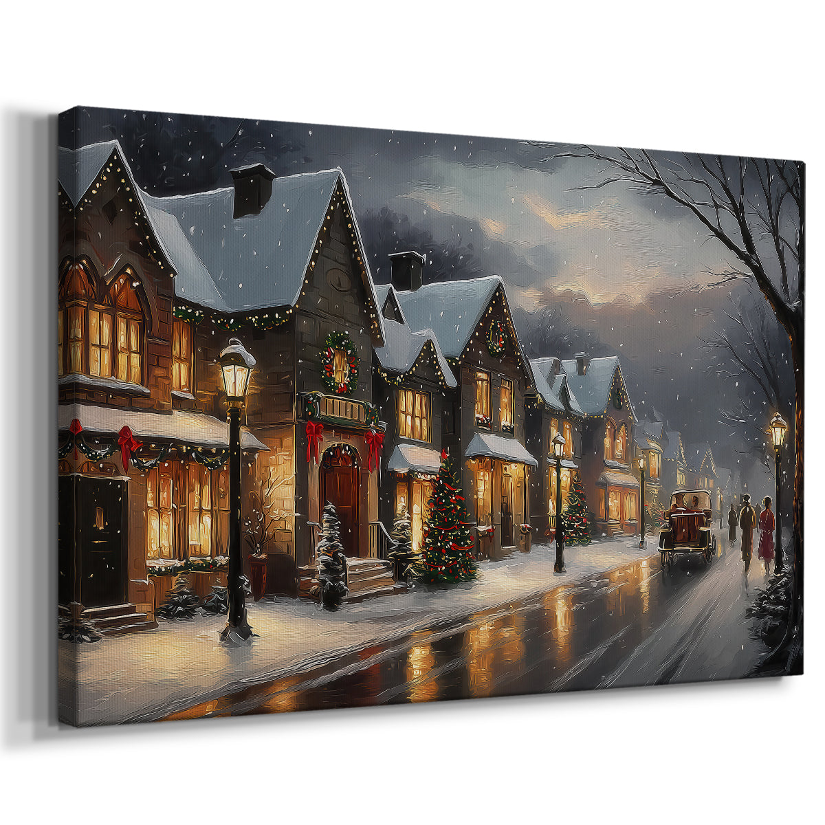 Warm Lantern Night Green - Canvas Art Print