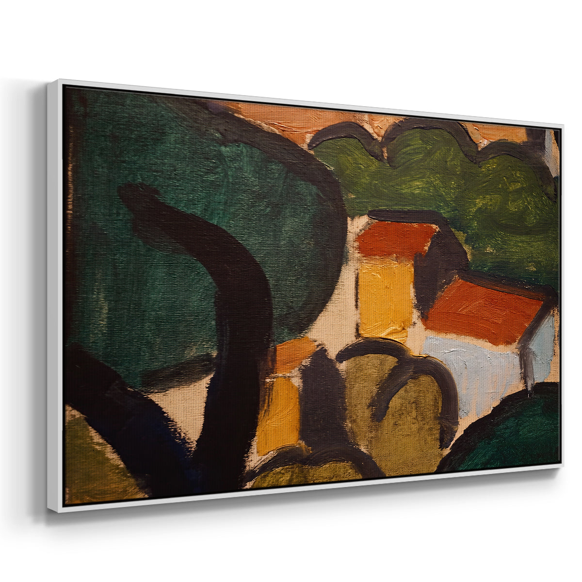 Landscape with Trees and Houses, c. 1905 - Floater Framed Canvas Print